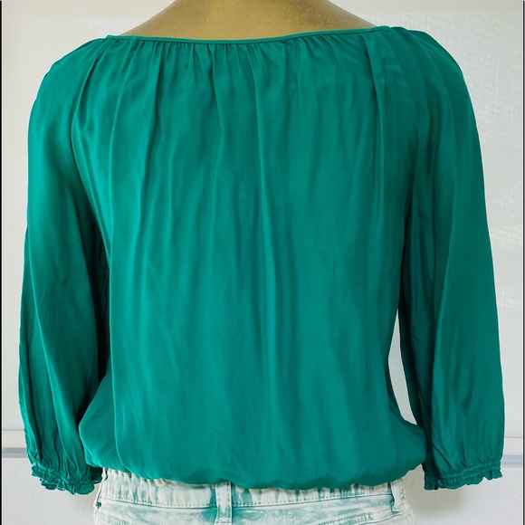 STUDIO M PETITE Green Boho Chic PEASANT TOP SP - Picture 10 of 11